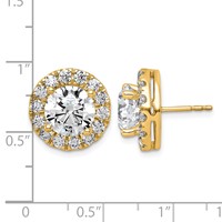 14K Yellow Gold 7.62 Carat Lab Grown Diamond VS+ F+ Round Complete Halo Post Earrings view 3