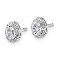 14K White Gold 0.62 Carat Lab Grown Diamond VS SI+ G+ Complete Oval Halo Earrings view 2