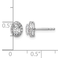 14K White Gold 0.62 Carat Lab Grown Diamond VS+ F+ Complete Oval Halo Earrings view 5