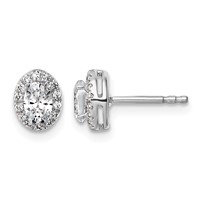 14K White Gold 0.62 Carat Lab Grown Diamond VS+ F+ Complete Oval Halo Earrings view 1