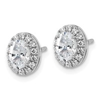 14K White Gold 0.25 Carat Lab Grown Diamond VS SI+ G+ Semi-Mount Oval Halo Earrings view 2