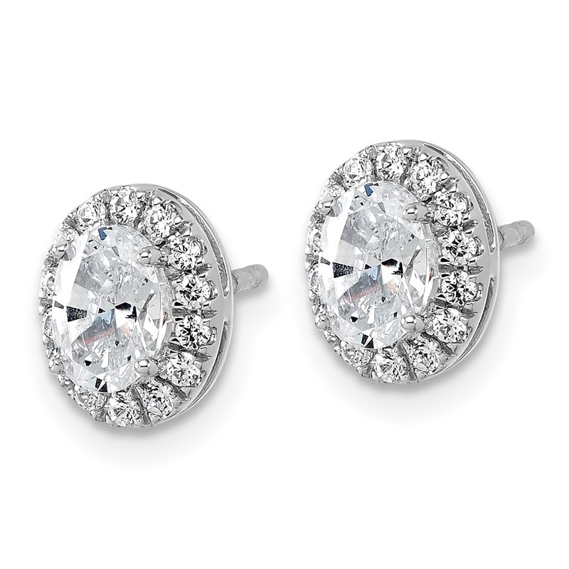 14k White Gold 1/4 carat Lab Grown Diamond VS/SI+ G+ Semi-Mount Oval Halo Earrings