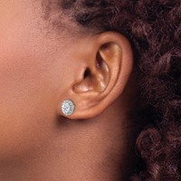 14K White Gold 0.25 Carat Lab Grown Diamond VS SI+ G+ Semi-Mount Oval Halo Earrings view 3