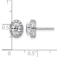 14K White Gold 0.25 Carat Lab Grown Diamond VS SI+ G+ Semi-Mount Oval Halo Earrings view 5