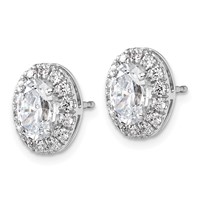 14K White Gold 2.50 Carat Lab Grown Diamond VS+ F+ Complete Oval Halo Earrings view 2