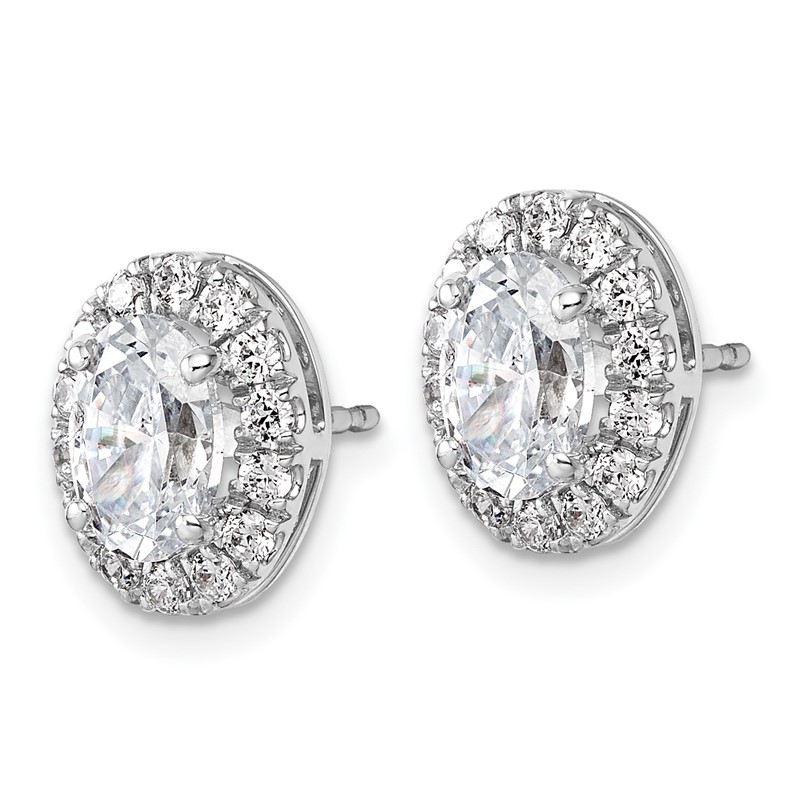 14k White Gold 1/2 carat Lab Grown Diamond VS/SI+ G+ Semi-Mount Oval Halo Earrings