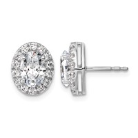 14w 2.50ct Certified Lab Grown Diamond VS SI+ G+ Complete Oval Halo Earrings view 1