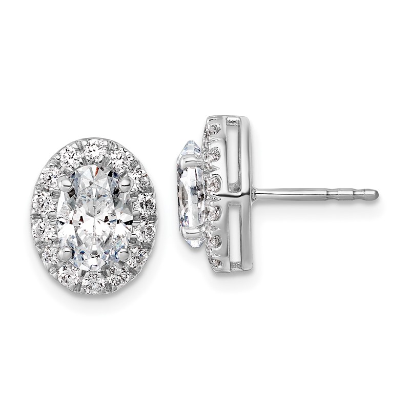 14k White Gold 1/2 carat Lab Grown Diamond VS/SI+ G+ Semi-Mount Oval Halo Earrings
