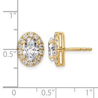 14K Yellow Gold 2.50 Carat Lab Grown Diamond VS+ F+ Complete Oval Halo Earrings view 3