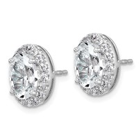 14K White Gold 3.50 Carat Lab Grown Diamond VS+ F+ Complete Oval Halo Earrings view 2