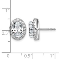 14K White Gold 3.50 Carat Lab Grown Diamond VS+ F+ Complete Oval Halo Earrings view 5