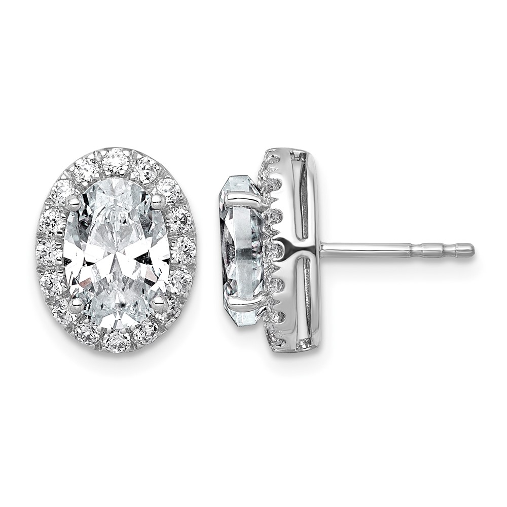 14K White Gold 3.50 Carat Lab Grown Diamond VS+ F+ Complete Oval Halo Earrings