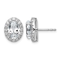 14K White Gold 3.50 Carat Lab Grown Diamond VS+ F+ Complete Oval Halo Earrings view 1
