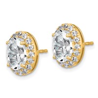 14K Yellow Gold 3.50 Carat Lab Grown Diamond VS+ F+ Complete Oval Halo Earrings view 2
