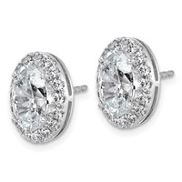14K White Gold 4.75 Carat Lab Grown Diamond VS+ F+ Complete Oval Halo Earrings view 2