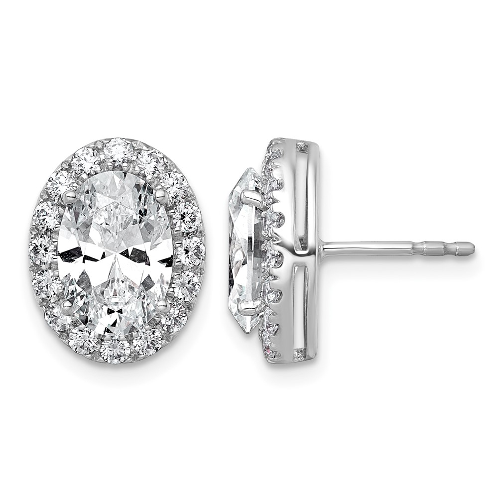 14K White Gold 4.75 Carat Lab Grown Diamond VS+ F+ Complete Oval Halo Earrings