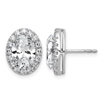 14K White Gold 4.75 Carat Lab Grown Diamond VS+ F+ Complete Oval Halo Earrings view 1