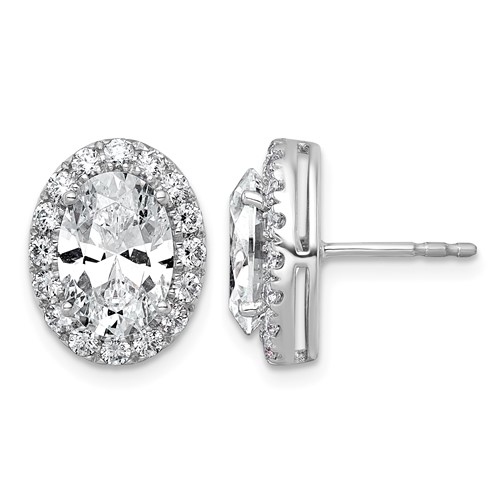 14K White Gold 4.75 Carat Lab Grown Diamond VS+ F+ Complete Oval Halo Earrings