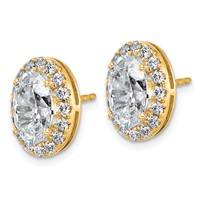 14K Yellow Gold 4.75 Carat Lab Grown Diamond VS+ F+ Complete Oval Halo Earrings view 2
