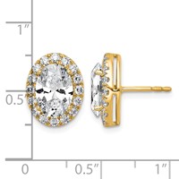 14K Yellow Gold 4.75 Carat Lab Grown Diamond VS+ F+ Complete Oval Halo Earrings view 3