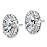 14K White Gold 5.88 Carat Lab Grown Diamond VS+ F+ Complete Oval Halo Earrings view 2