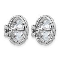 14K White Gold 5.88 Carat Lab Grown Diamond VS+ F+ Complete Oval Halo Earrings view 3