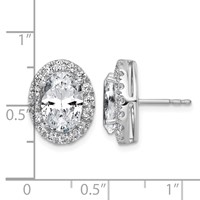 14K White Gold 5.88 Carat Lab Grown Diamond VS+ F+ Complete Oval Halo Earrings view 5