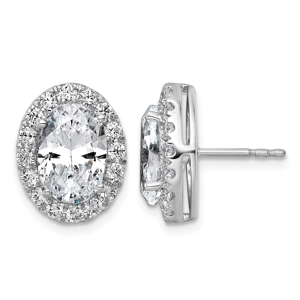 14K White Gold 5.88 Carat Lab Grown Diamond VS+ F+ Complete Oval Halo Earrings