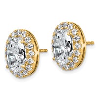 14K Yellow Gold 5.88 Carat Lab Grown Diamond VS+ F+ Complete Oval Halo Earrings view 2