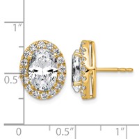 14K Yellow Gold 5.88 Carat Lab Grown Diamond VS+ F+ Complete Oval Halo Earrings view 3