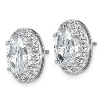 14K White Gold 7.38 Carat Lab Grown Diamond VS+ F+ Complete Oval Halo Earrings view 2