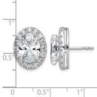 14K White Gold 7.38 Carat Lab Grown Diamond VS+ F+ Complete Oval Halo Earrings view 4