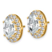 14K Yellow Gold 7.38 Carat Lab Grown Diamond VS+ F+ Complete Oval Halo Earrings view 2