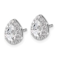 14K White Gold 0.25 Carat Lab Grown Diamond VS SI+ G+ Semi-Mount Pear Halo Earrings view 2