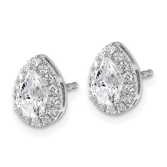 Gold Diamond Pear Halo Earrings