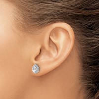 14K White Gold 0.25 Carat Lab Grown Diamond VS SI+ G+ Semi-Mount Pear Halo Earrings view 3
