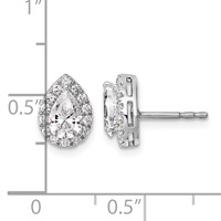 14K White Gold 0.25 Carat Lab Grown Diamond VS SI+ G+ Semi-Mount Pear Halo Earrings view 4