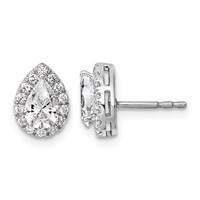 14K White Gold 0.25 Carat Lab Grown Diamond VS SI+ G+ Semi-Mount Pear Halo Earrings view 1
