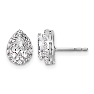 Gold Diamond Pear Halo Earrings