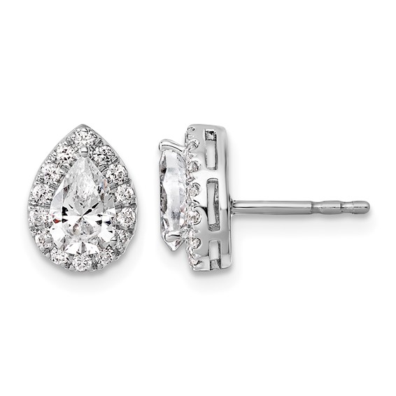 Gold Diamond Pear Halo Earrings