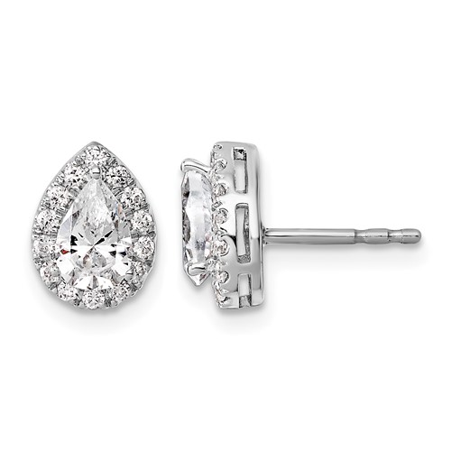14K White Gold 0.25 Carat Lab Grown Diamond VS SI+ G+ Semi-Mount Pear Halo Earrings