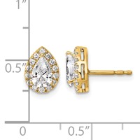 14K Yellow Gold 1.25 Carat Lab Grown Diamond VS+ F+ Complete Pear Halo Earrings view 3