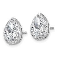 14K White Gold 2.38 Carat Lab Grown Diamond VS+ F+ Complete Pear Halo Post Earrings view 2