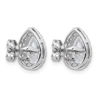14K White Gold 2.38 Carat Lab Grown Diamond VS+ F+ Complete Pear Halo Post Earrings view 3