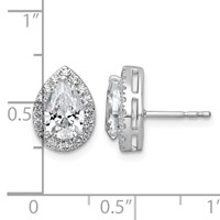 14K White Gold 2.38 Carat Lab Grown Diamond VS+ F+ Complete Pear Halo Post Earrings view 5
