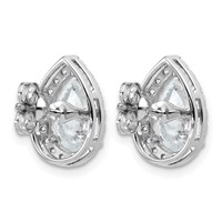 14K White Gold 3.50 Carat Lab Grown Diamond VS+ F+ Complete Pear Halo Post Earrings view 3