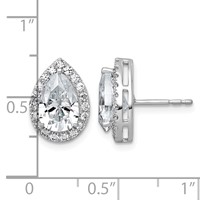 14K White Gold 3.50 Carat Lab Grown Diamond VS+ F+ Complete Pear Halo Post Earrings view 5