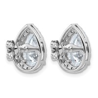 14K White Gold 4.62 Carat Lab Grown Diamond VS+ F+ Complete Pear Halo Post Earrings view 3
