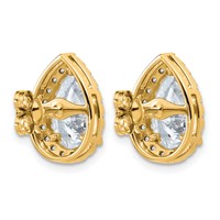 14K Yellow Gold 4.62 Carat Lab Grown Diamond VS+ F+ Complete Pear Halo Post Earrings view 3