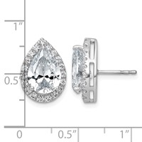 14K White Gold 5.62 Carat Lab Grown Diamond VS+ F+ Complete Pear Halo Post Earrings view 3